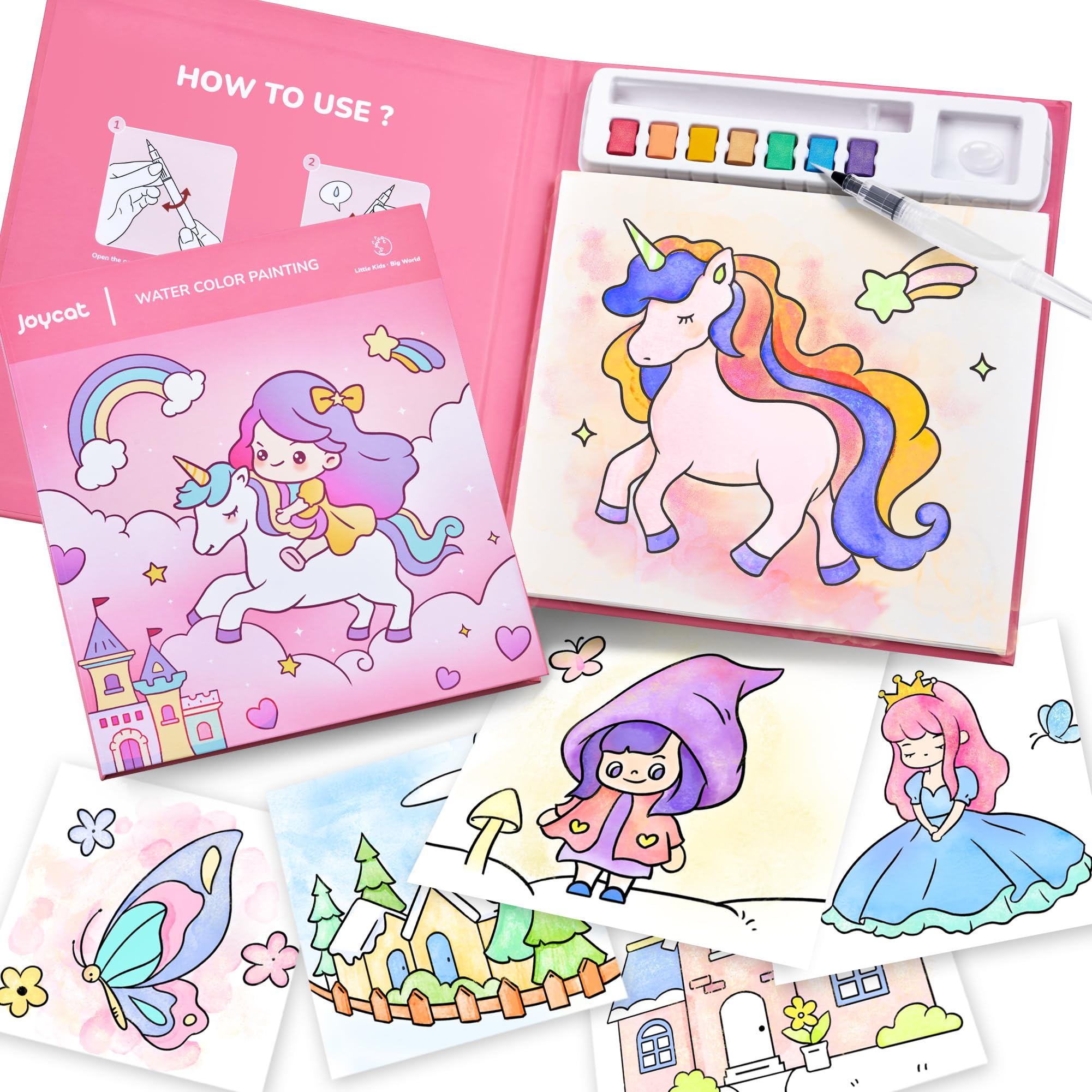 Watercolor Painting Sets for Kids Ages 3-5 4-8 Magical Pony Theme 3-in-1 Paint Brush Coloring Book Set for Boys Girls Educational Fun Toy Birthday Gift Watercolor Painting Sets for Kids Ages 3-5 4-8 Magical Pony Theme 3-in-1 Paint Brush Coloring Book Set for Boys Girls Educational Fun Toy Birthday Gift