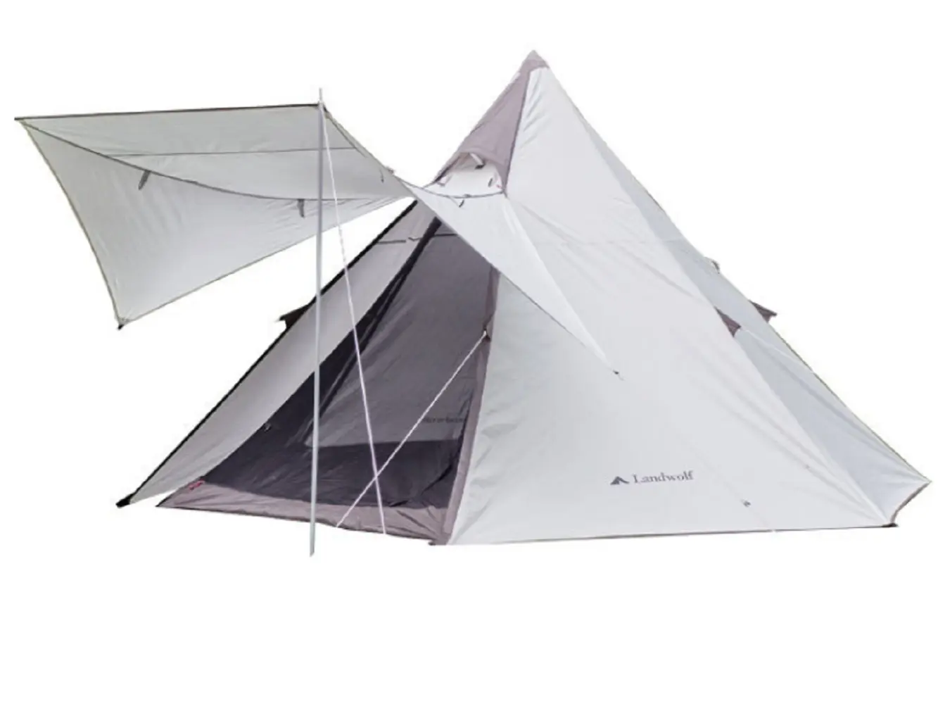 Silver Double Layer Pole-Free Pyramid Tent - 3-4 Person 4 Season Waterproof UV-Protective Easy-Setup Indian Teepee Shelter for Family Camping, Hiking