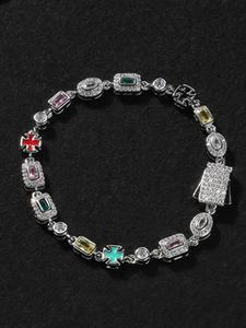 Trendy Unisex Diamond Studded Bracelet, New European & American Hip Hop Style, 6mm Colored Gemstones, Fashion Jewelry Gift Idea