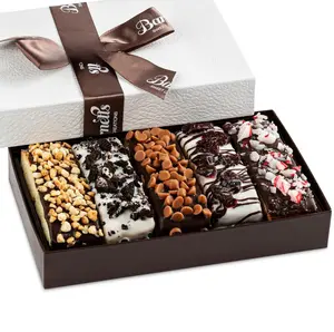 Christmas Holiday Thanksgiving 5 Chocolate Biscotti Gift Box, Gourmet Cookie Baskets, Prime Food Delivery for Dad, Grandpa, Husband, Son