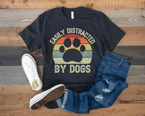 Dog Lover Gift, Dog Mom Shirt, Dog Owner Gift, Dog Dad Shirt, Easily Distracted by Dogs, Dog Mama Shirt, Funny Dog Tee, Retro Vintage Dog