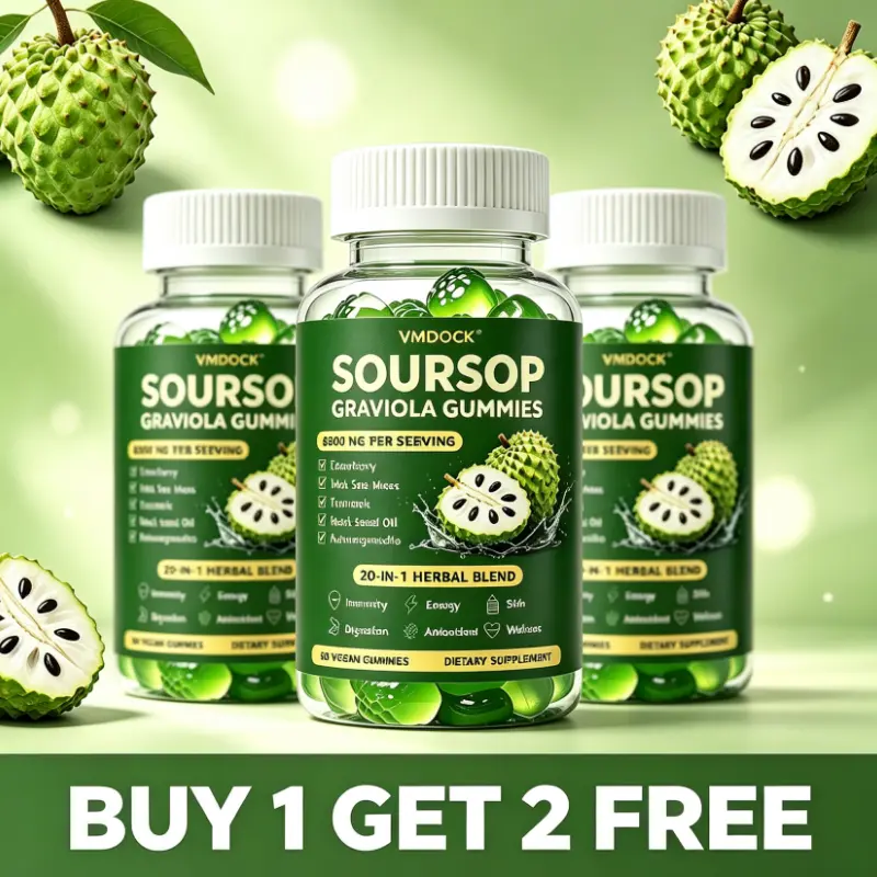 [BUY 1 GET 2 FREE] Soursop Gummies 20-in-1 Herbal Complex | Sea Moss, Moringa, Turmeric, Black Seed Oil, Oregano & Ashwagandha | Immune Support & Daily Wellness | Vegan, Non-GMO | 60 Capsules