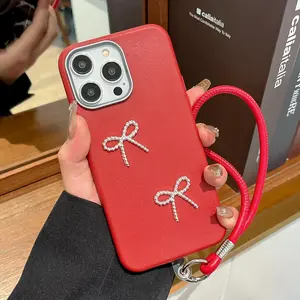 Fashion Simple Atmosphere Non-slip & Anti-drop Phone Case with Bowknot & String Design, Cell Phone Accessories Compatible with iPhone 16 15 14 13 12 11 Plus Pro Max, Cover
