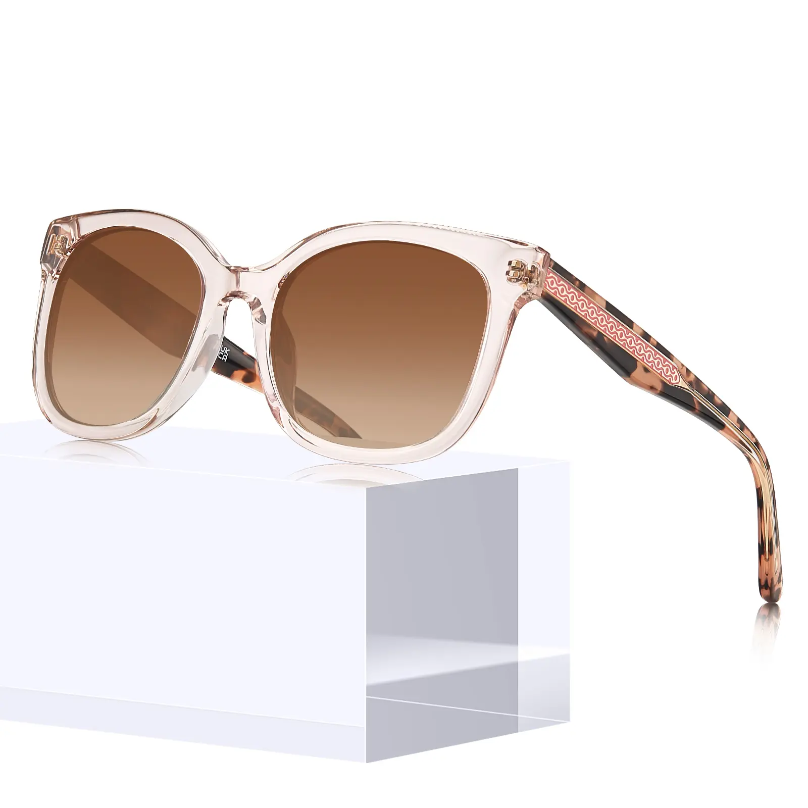 CARFIA Cat Eye Sunglasses for Women, Feminine Full Rim Design in Glossy Acetate with Temple Core Embossing, Polarized UV Protection, Partying, Italian Acetate, Eyewear Fashion, Fashion Glasses With Decorative Accents