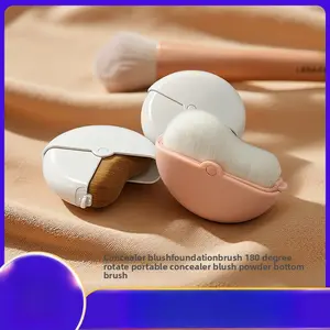180-degree rotating portable concealer, blush, and foundation brush with dust cover, seamless base makeup brush