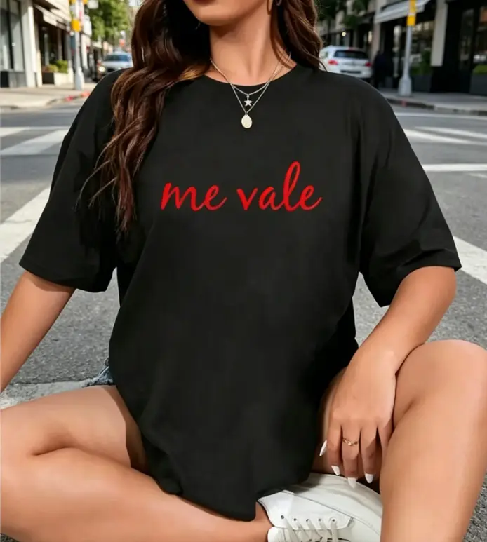 Women's 100% Cotton Short-Sleeve T-Shirt - Unisex Chic Elegant Crew Neck, Viral "Me Vale No Me Importa" Spanish Latino Graphic, Casual Summer Top