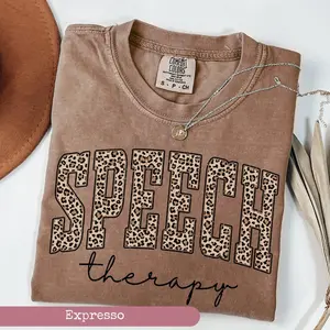 Comfort Colors Leopard Speech Therapist Shirt, Speech Therapy Shirt, SLP TShirt, Language Pathologist, SLPA Crew T-Shirt, Speech Therapist