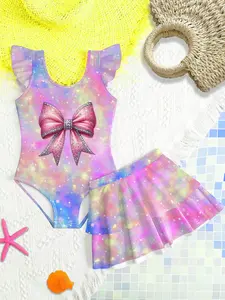 Butterfly Starry Sky Print Halter Neck Bikini Set, Slim Fit Two-Piece Swimsuit, Boho Style Swimwear for Women