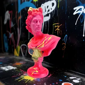 Apollo Graffiti Sculpture Ornament, Street Art Style Decorative Figurine, Desktop Unique Display Stand, Home Personality Statue, Collectible Figurine