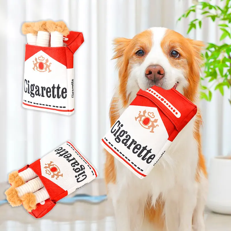 dog cigarette chew toy Seals Hug Pets Dog Squeaky Toy - Realistic Cigarette with Case, Safe  Durable Chew Toy, Helps Burn Energy