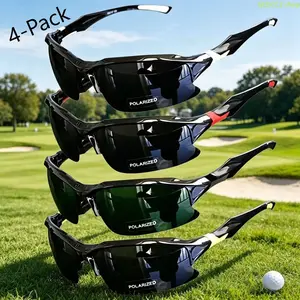 4 Pack Polarized Sports Sunglasses, Rimless Lightweight UV Shades, Trendy Square Cat Eye Oversized Eyewear, Windproof Outdoor Glasses for Men Women, Driving Fishing Baseball Use, Casual Daily Wear & Practical Adult Gifts