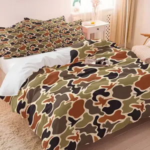 Duck Hunter Green Camouflage Hunting Comforter Set,Dark-colored Fashion Duvet Cover,Camo Army Bedding Set,Breathable Wild Duvet Set Bedroom,Decorative Duvet Cover