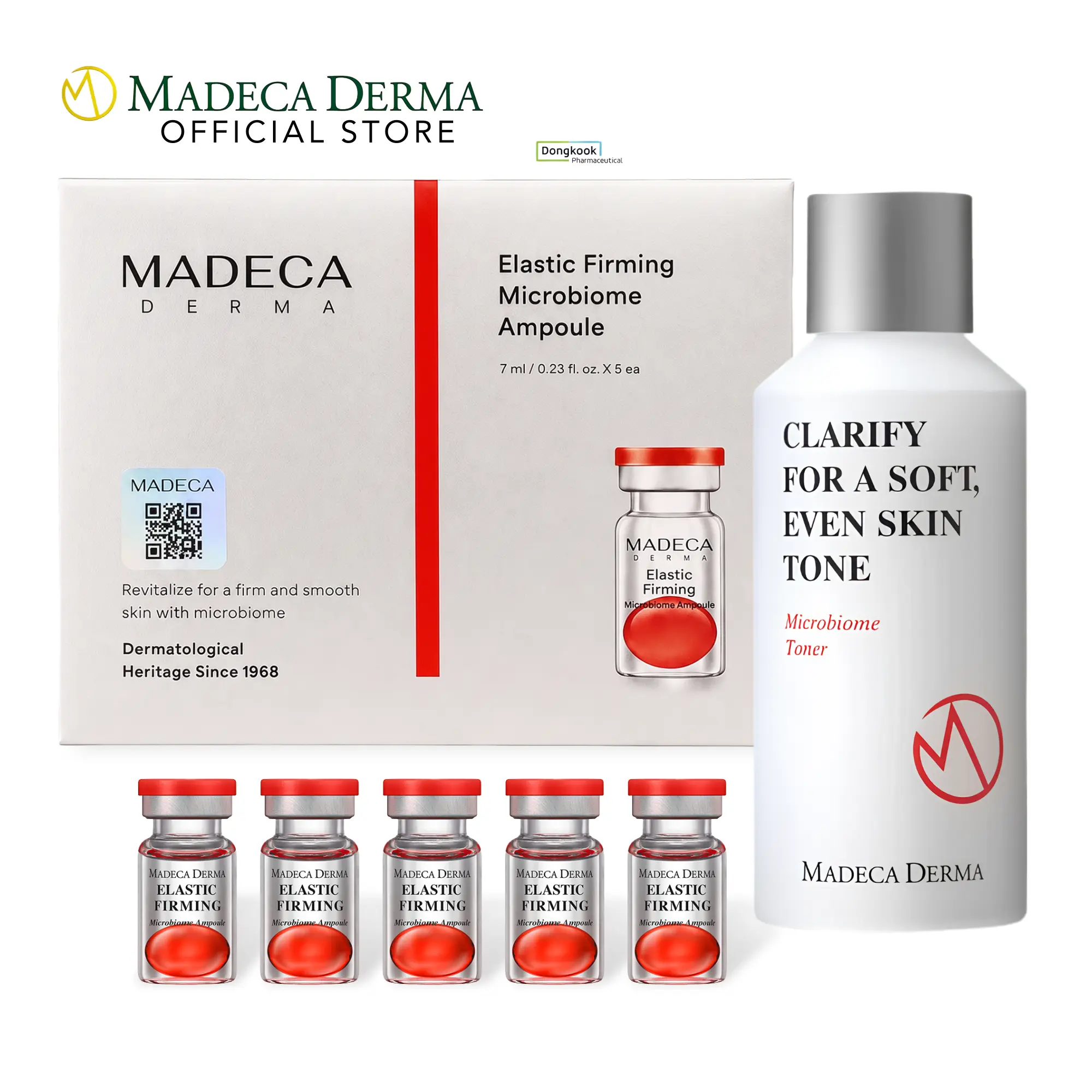 [[Madeca Derma] 2X FIRMING BOOST SET (5 pcs of Elastic Firming Microbiome Ampoules + Microbiome Balancing Toner) Anti-aging, Korean pharmaceutical