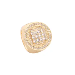 New Ice Crystal Zircon Cube Letter B Hip Hop Ring for Men and Women