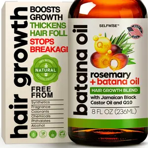 Batana Oil for Hair Growth Oil with Rosemary Castor, 100% Pure, Organic, Cold-Pressed, Unrefined Batana from Honduras by Dr. Sebi - Natural, Vegan, for Strong Roots and Thick Hair, 8oz