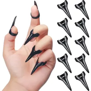 Finger Claws Rings Full Finger Set Retro Metal Nail Punk Rock Fingernail Armor Gothic Talon Fingertip Claw for Cosplay Nail Art Holiday Party