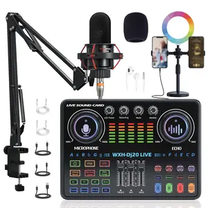 DJ20 Multi-Function Audio Interface - 48V Phantom Power Condenser Microphone with Noise Reduction & Reverb, USB-C Universal Connectivity for PC/Phone/Camera, Includes Shock Mount Guitar Headphone Amplifier Guitar Learning Tools