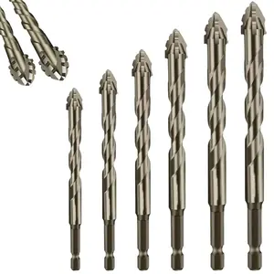 7PCS New Four-Flute Sawtooth Eccentric Drill Bit Set, Four Blade Serrated Eccentric Drill, Quad Edge Sawtooth Drill Bit, High-Magnetic Screwdriver Drill Bit Set