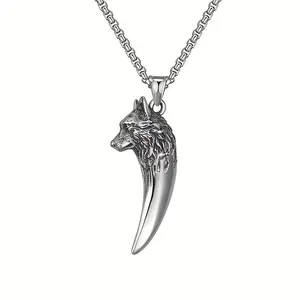Vintage Wolf Head Pendant Necklace Hip Hop Animal Jewelry Anniversary Birthday Party Gifts