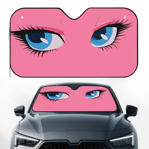 1pc, Pink Gaze Illusion Print Car Windshield Sun Shade, Foldable Sun Visor for Front Windshield, Simple and Effective, Ideal for Daily Commuting and Road Trips