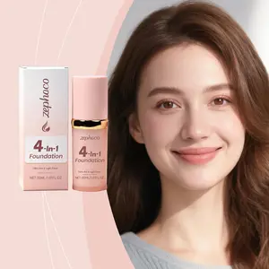 Four-In-One Multi-Effect Foundation Liquid, Lightweight Flattering Long-Lasting Hydrating Natural Coverage Matte Finish Makeup