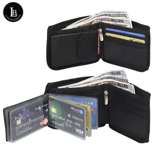Leatherboss Men Bifold Zipper Around Leather Wallet Secure Multi Pocket Billfold
