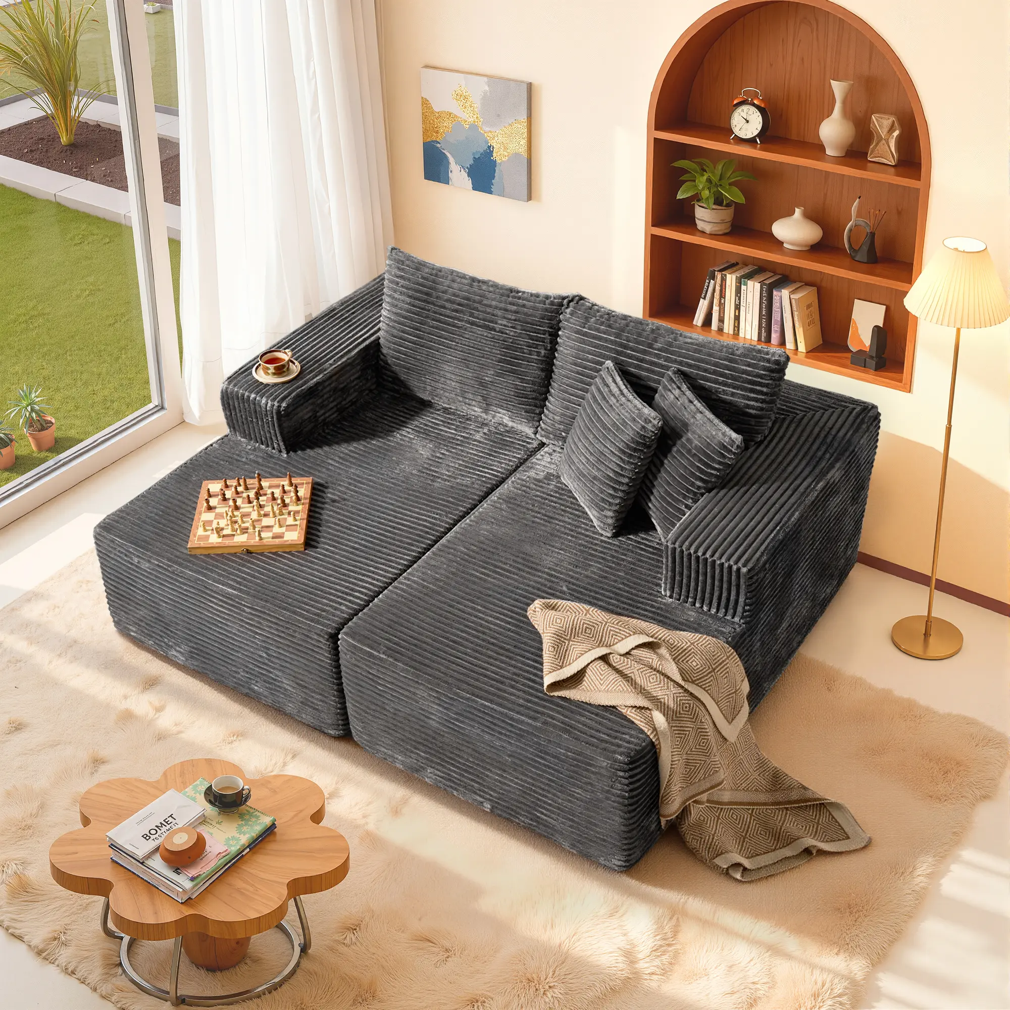 Grey | Double Chaise Lounge