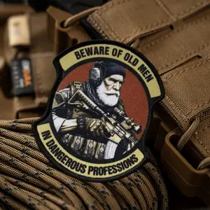M4 Old Man Rifleman Morale Tactical Patch Soldier Hook&Loop Emblem Military Badge Combat Armband Backpack Stickers