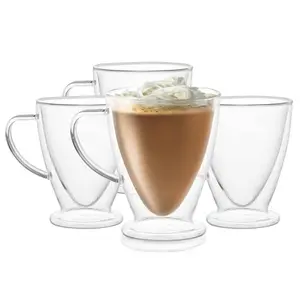 JoyJolt Set of (4) 15-oz Declan Double-Wall Coffee Glasses