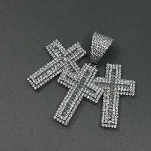 3 cruces Pendant Silver 925 Zirconia stone Cross Necklace Charm Necklace
