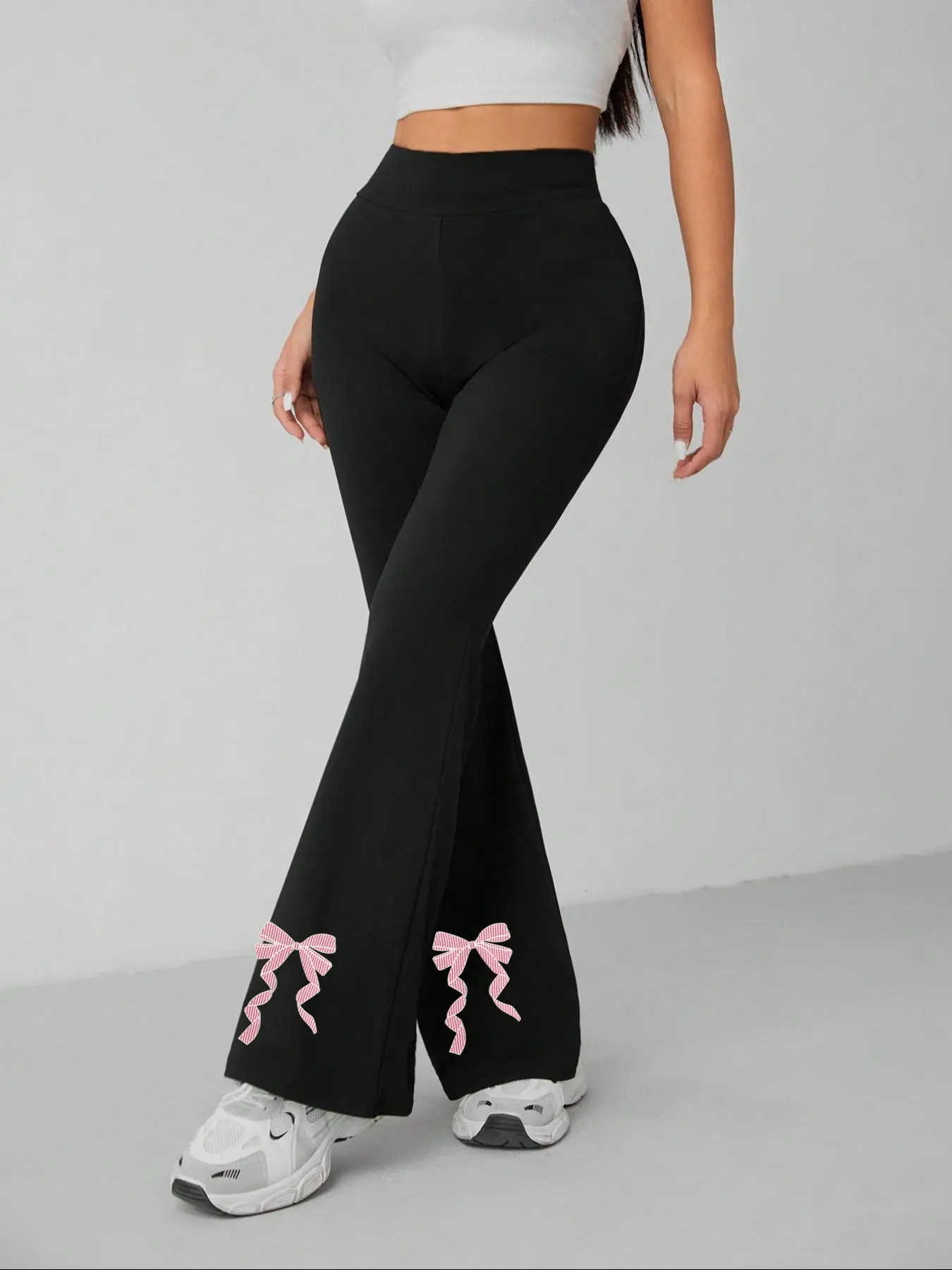 Women's Bow Flare Leg Pants, Slim Fit Comfortable Casual Fashion, Soft Fabric Summer Trousers, Loose-Fitting Long Pants for All Seasons