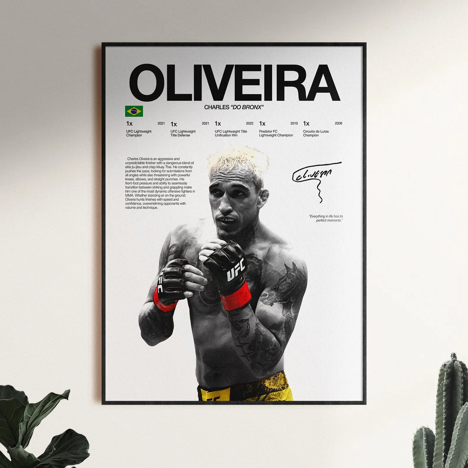 Charles Oliveira Poster, UFC Wall Print, Fighter Poster, Gym Poster, UFC Fan Room Decor, Gift for Him (Unframed)
