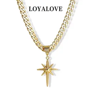 Women's Flat Cuban Eight-Pointed Star Pendant Necklace Fashion Jewelry Perfect for Mother's Day GiftsGreat Gift Idea for Her, Unique Accessory for Everyday & Festival Wear