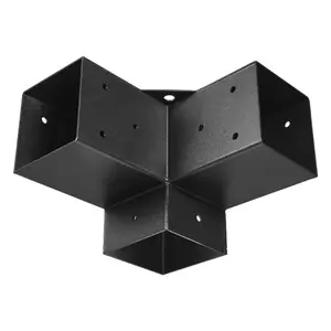 VEVOR Pergola Bracket Kit, 4x4 Inch (Inner Size 3.5x3.5), 4 Pcs 3-Way Heavy Duty Corner Bracket Woodworks DIY Post Base Kit, Easy Installation Wooden Beams for Gazebos, Patio Pergolas, Log Cabin
