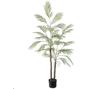 Large artificial palm tree, 150 cm double pole artificial plants large artificial palm in a pot, houseplants corner decoration palm fern for living room, office, terrace,Green