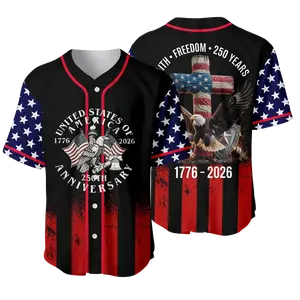 USA 250th Anniversary Faith Freedom Baseball Jersey, Patriotic Eagle Unisex Apparel For Men Women, Independence Day Apparel | GN120326.R2919.ID00