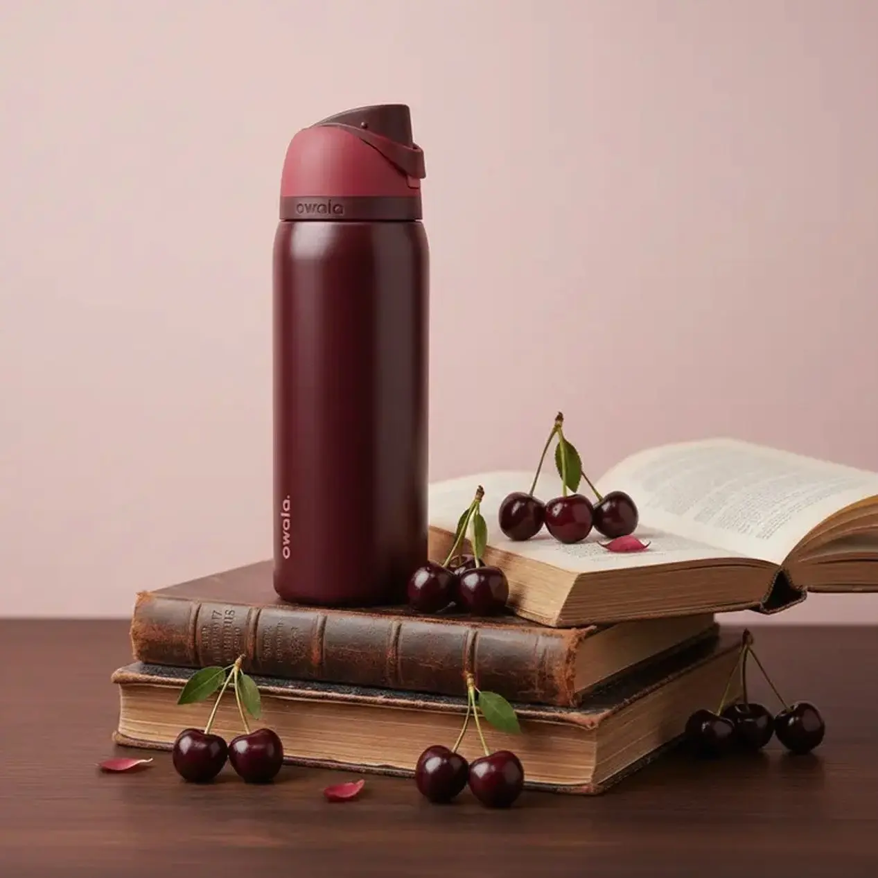 [New Edition] Owala Black Cherry 32oz Tumbler – Insulated Leakproof Water Bottle with Straw for Sports, Travel & Daily Hydration, Valentine Gifts, DUPE Version