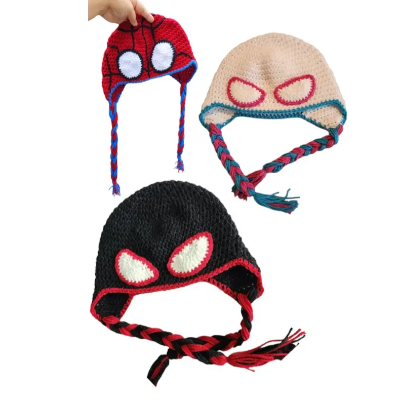 Handmade Crochet Beanie Spider Verse Movie Inspired Characters Handmade Crochet Beanie Spider Verse Movie Inspired Characters