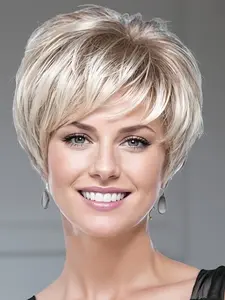 Women's Wig, 8 Inch Bob Head Natural Fluffy Layered Short Hair, Natural Looking Wigs, Perfect for Daily Wear and Parties, All Seasons, Straight Bob Wigs