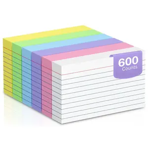 600 Count Colored 3x5 Ruled Index Cards, Flash Cards for School, Office, Study Notes and Organization