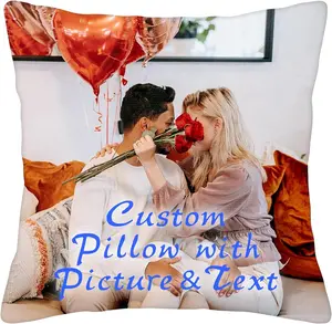 Customize Pillows with Picture & Text (Inserts Included), Two-Sides Velvet, Custom Personalized Photo Pillow 18" x 18", Customized Throw Pillows for Women Men Lovers Couple Family Friend Gift