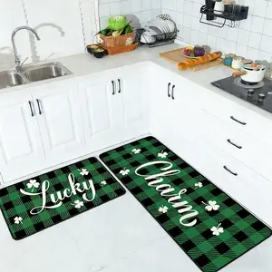Checkered Kitchen Rug Set, 2pcs Non-Slip Soft Mat, Multi-Functional for Kitchen Dining Room Living Room Bedroom Bathroom Laundry Room