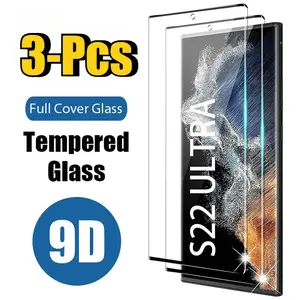 3Pcs Edge glue Curved Tempered Glass For Samsung Galaxy S23 S22 S21 S20 Ultra Curved Full Cover Screen Protector For Samsung S22Ultra S23Ultra Glass Phone Screen Protector