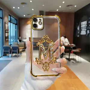 Suitable for [iPhone 12] high-end phone case🥰，Features a premium-look printed design—not actual 3D diamond studs，Choose from any of the 26 letters. YM99