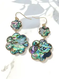 Bauble Sky Abalone Shell Flower Inspired Drop Earrings