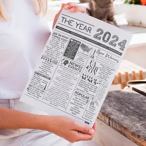 The Year 2024 Time Capsule Idea, Born in 2024 in Review Sign, Fun Facts 2024 Newspaper, Keepsake Gift Birthday