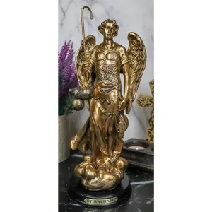 8.25"H Catholic Church Saint Archangel Raphael With Staff & Healing Oil Figurine