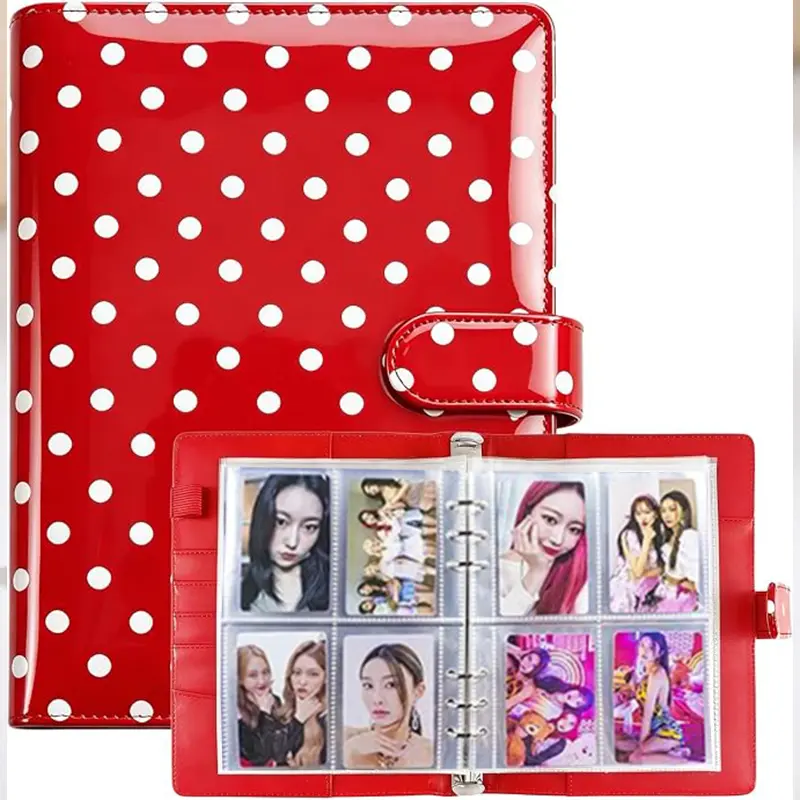 A5 Kpop Dot Trading Card Binder - 6-Ring Magnetic Buckle Closure, 30 4-Pocket Pages, Collector Storage Album for Kpop Photocard Organization