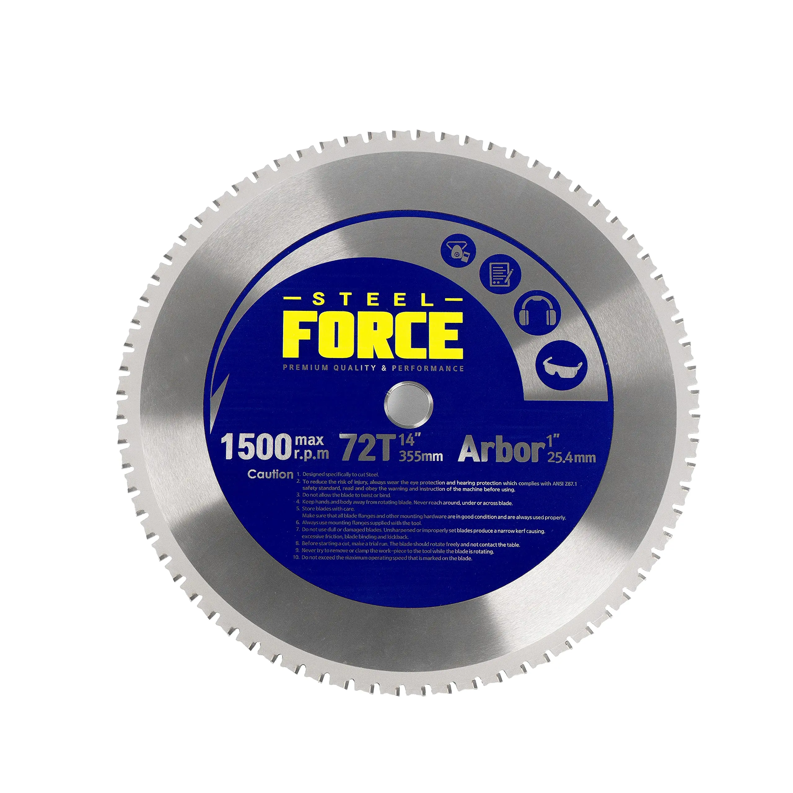 Steel Force 14-Inch Replacement Single Saw Blade - 72 Teeth, 1-Inch Arbor Mount, for Mild Steel and Metal Cutting