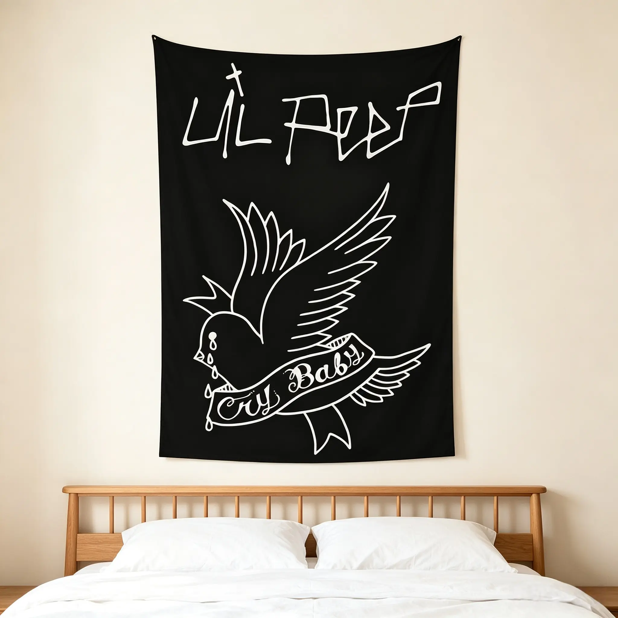 WRKLGXZ Lil Peep Print Polyester Decorative Tapestry - 60"x40", Strong Bright Colors Wall Hanging, Minimalist Home Decoration Backdrop, Hand-Washable Bedroom Supply, Ideal Gift